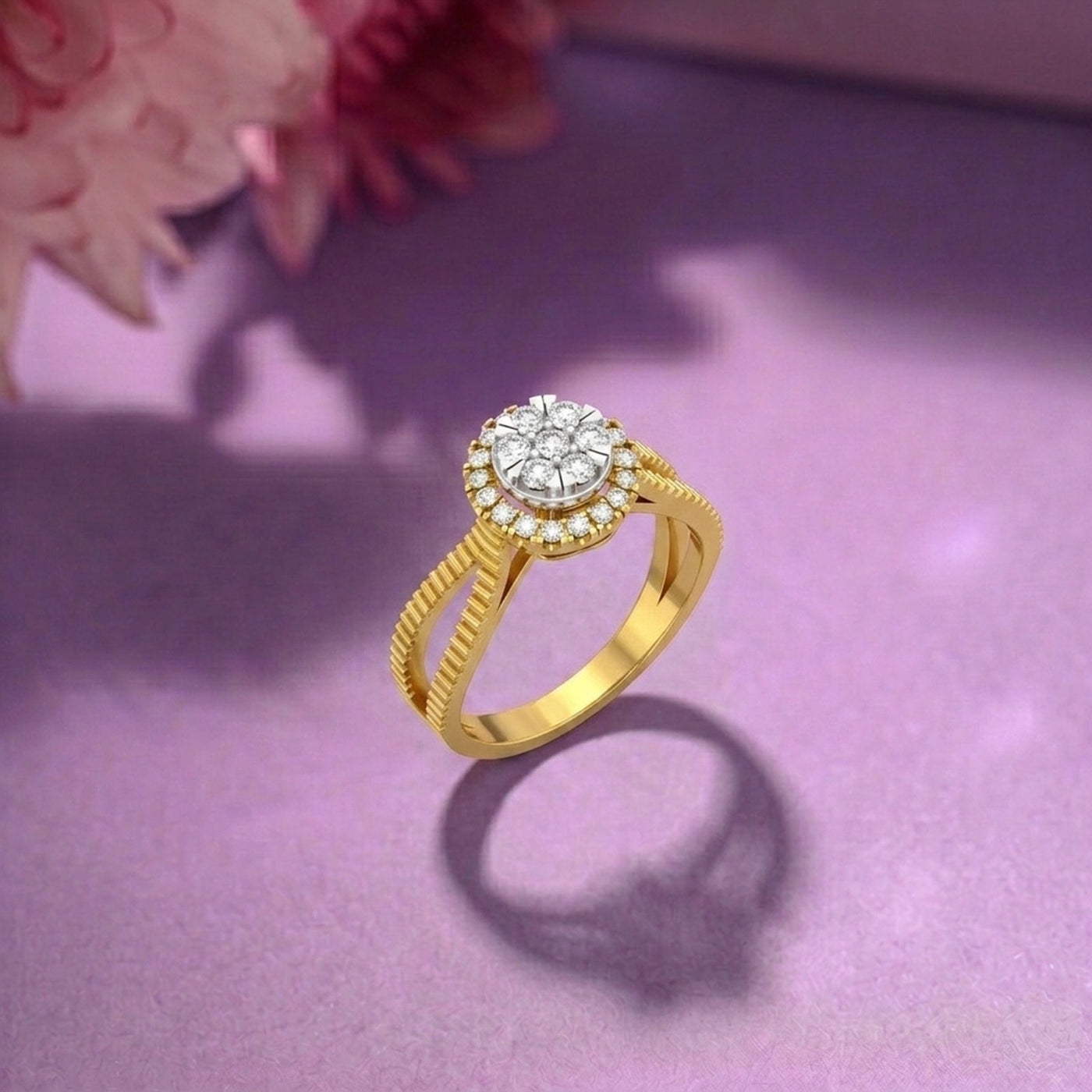 Gold & Diamond Engagement Ring For Women KRC10898