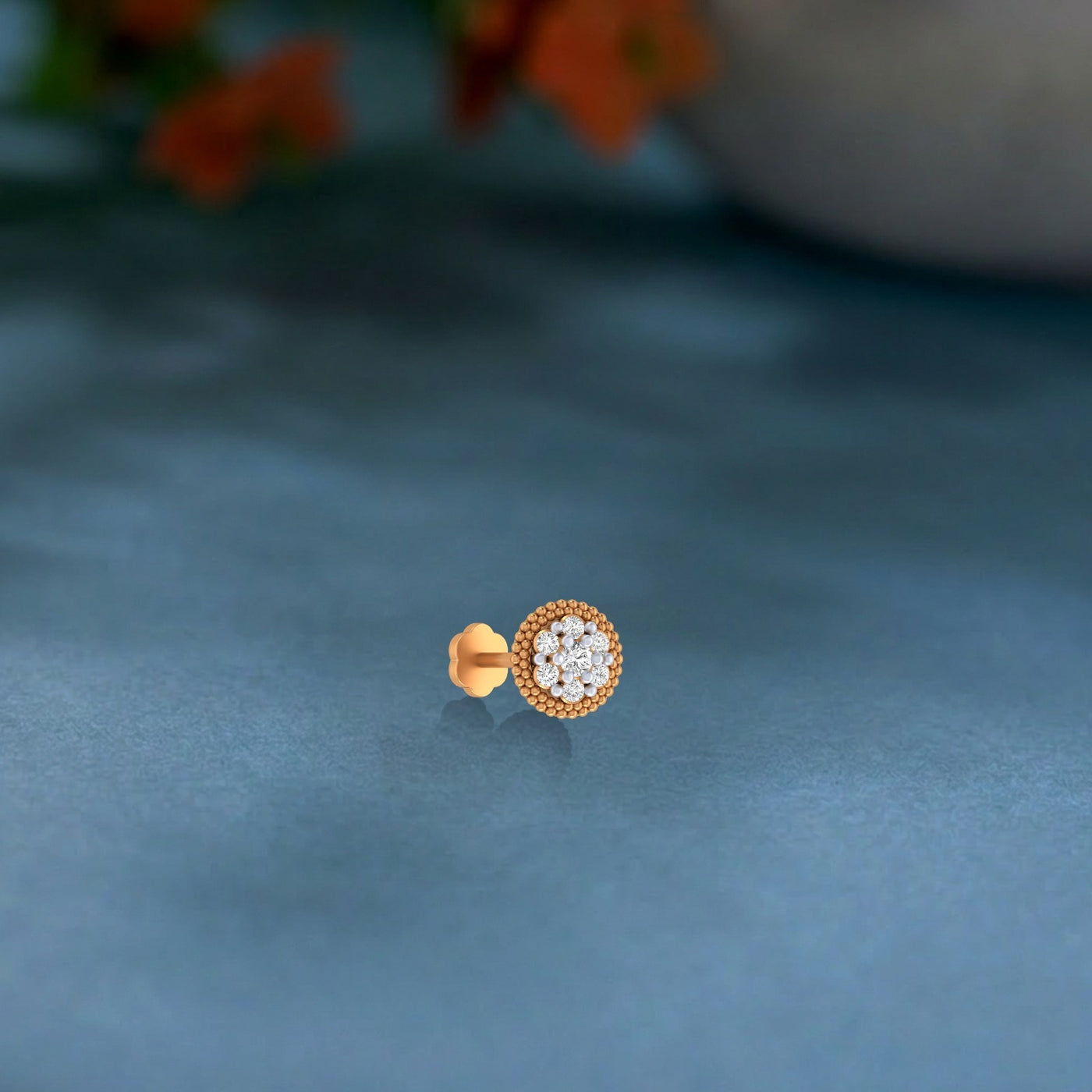 Gold & Diamond Round Nose Pin KRC80095