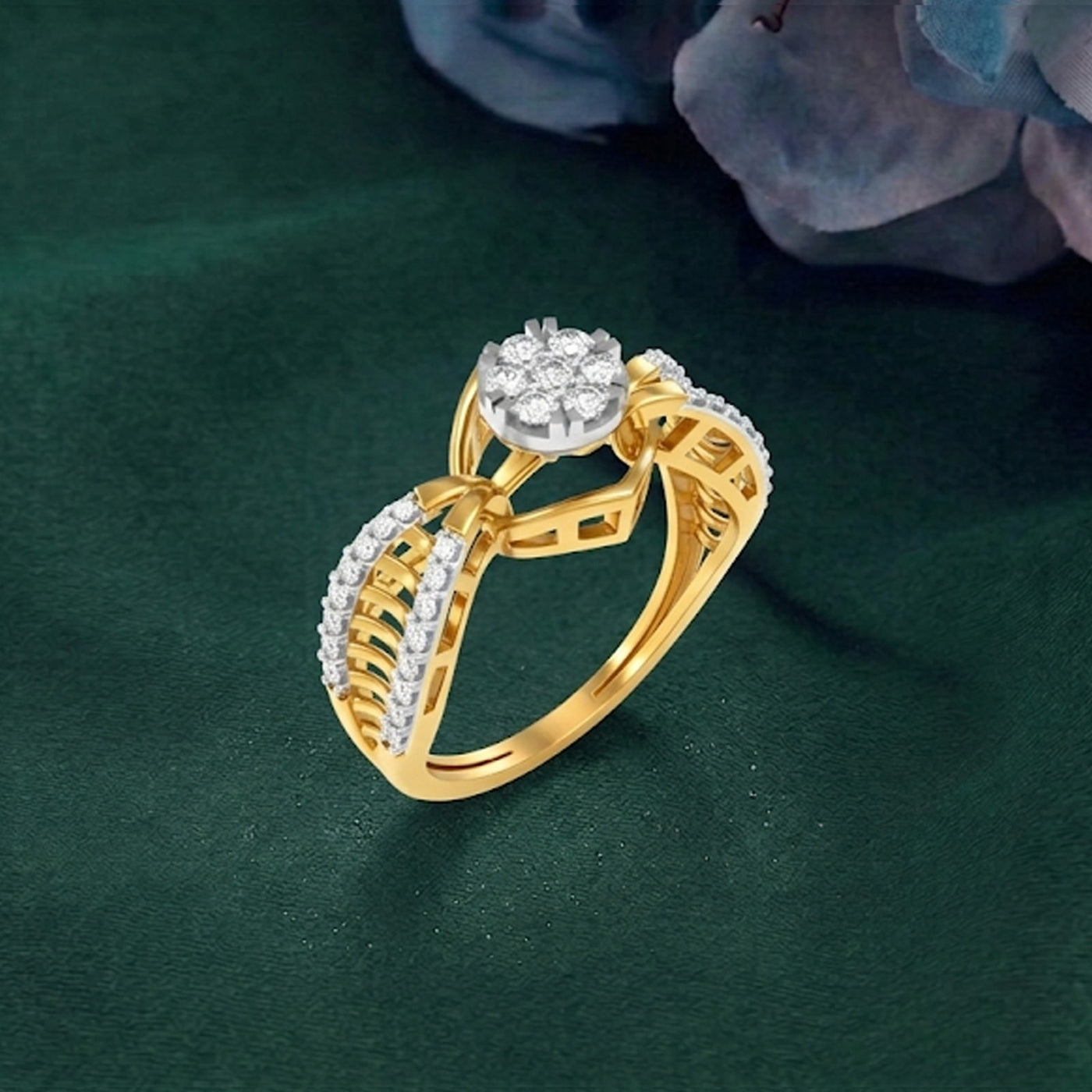 Gold & Diamond Cocktail Ring For Women KRC10874