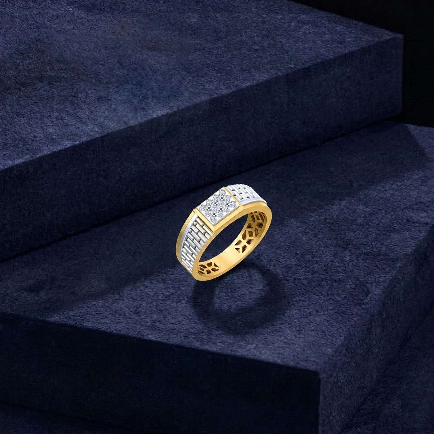 Gold & Diamond Band Ring For Men KRC20205