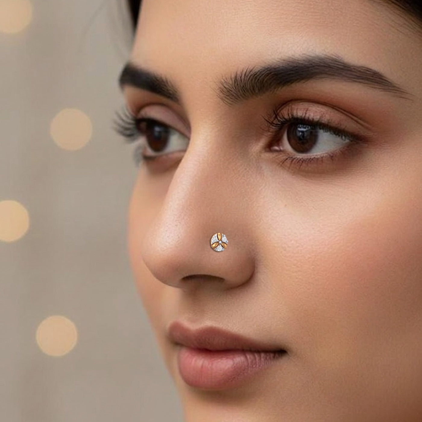 Gold & Diamond Stud Nose Pin KRC80159