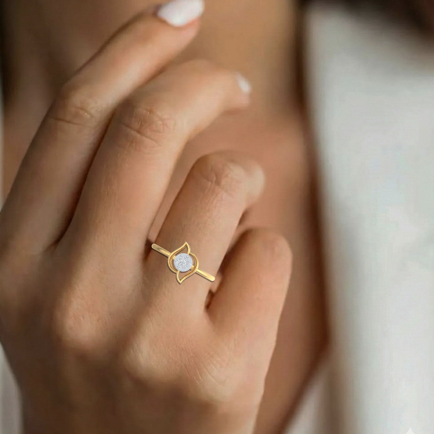 Gold & Diamond Dailywear Ring For Women KRC10245