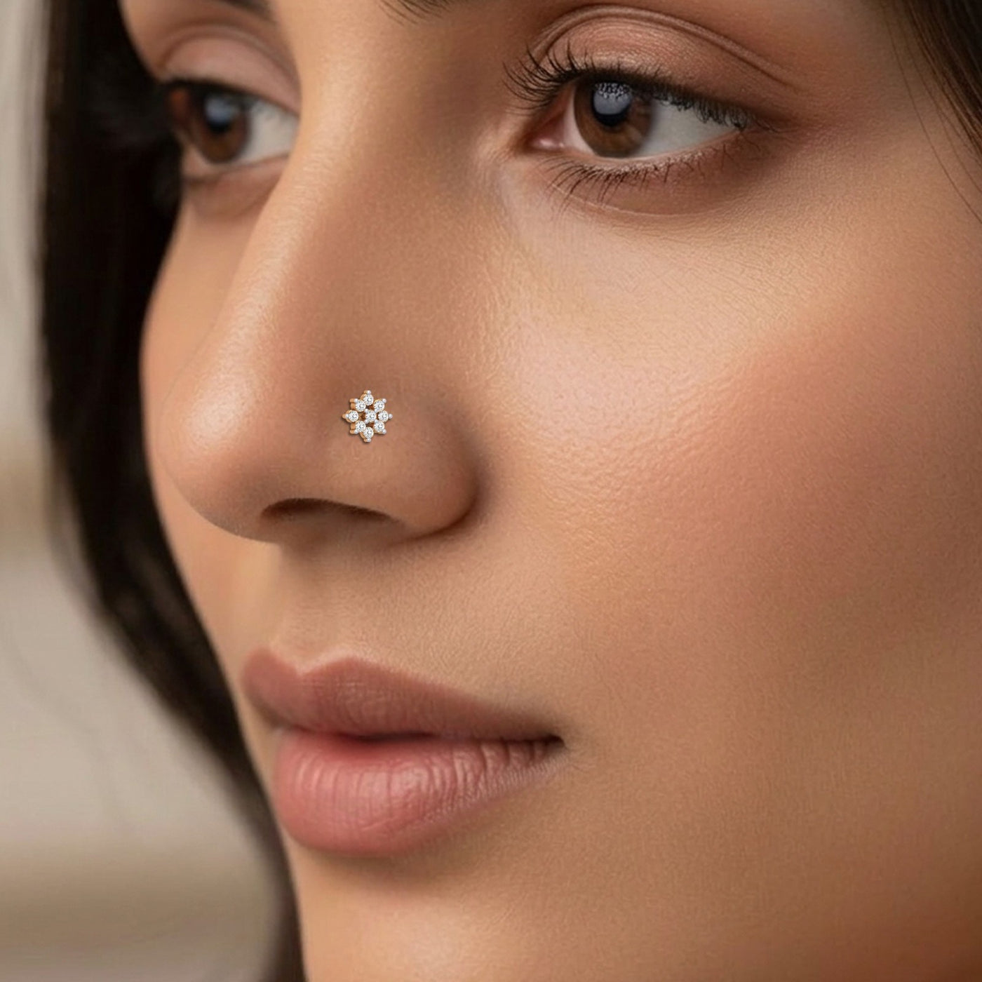 Gold & Diamond Stud Nose Pin KRC80160