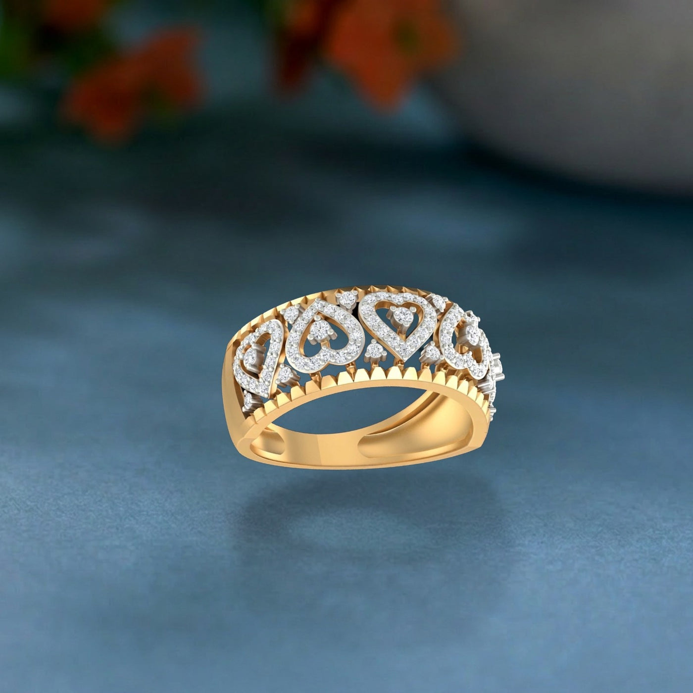 Gold & Diamond Band Ring For Women KRC10599