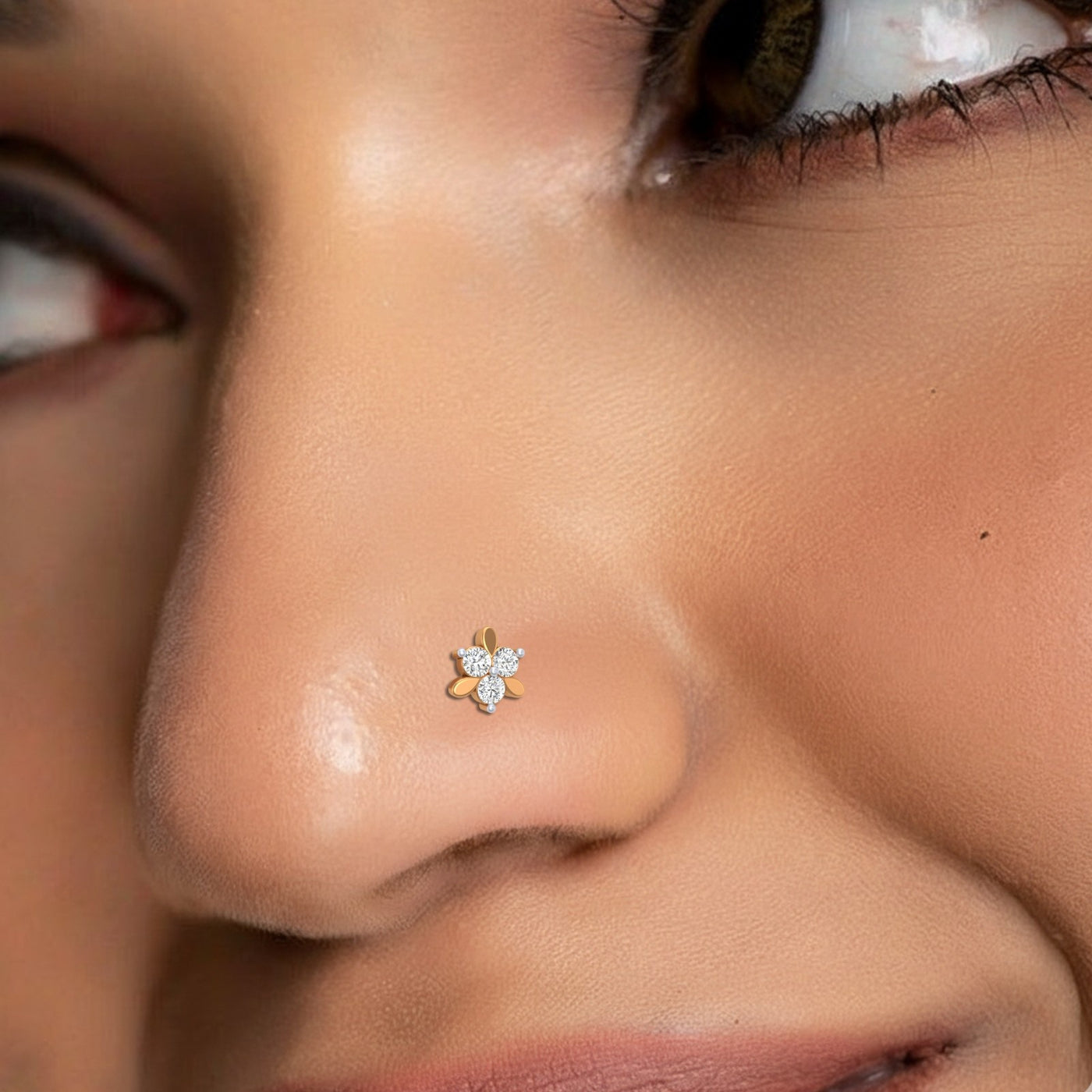 Gold & Diamond Stud Nose Pin KRC80178