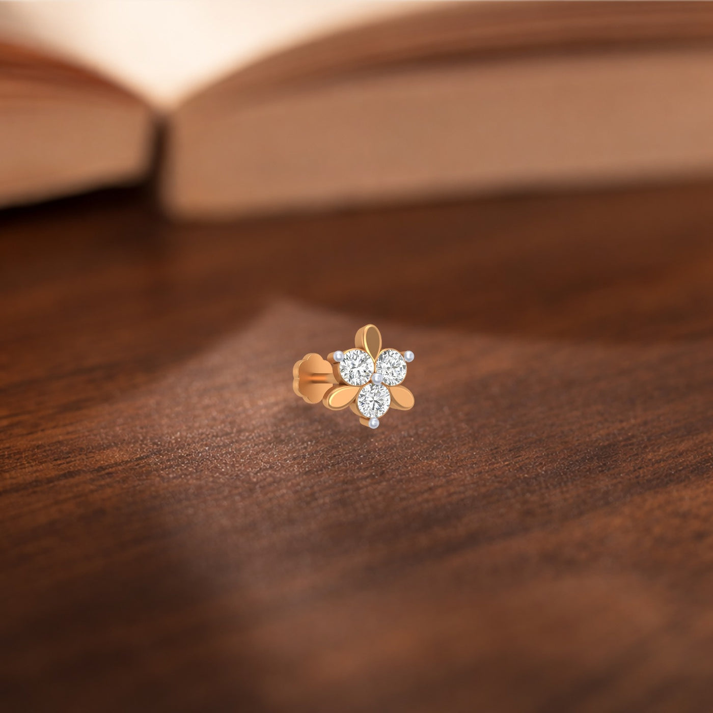 Gold & Diamond Stud Nose Pin KRC80178