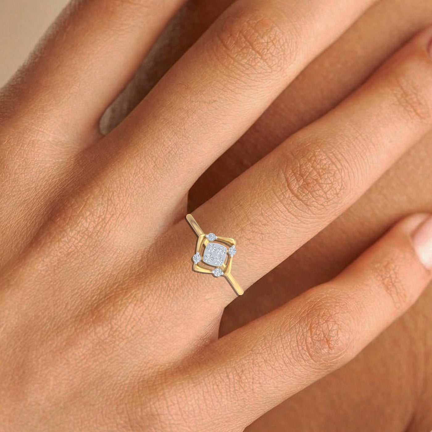 Gold & Diamond Dailywear Ring For Women KRB10174
