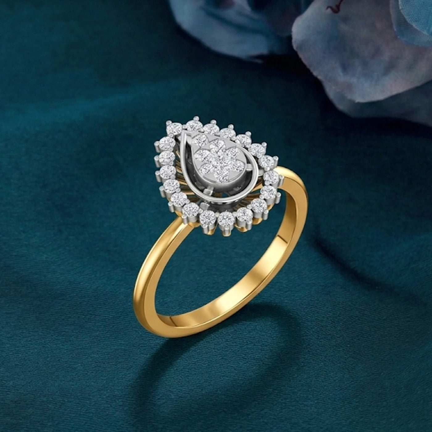 Gold & Diamond Cocktail Ring For Women KRC10522