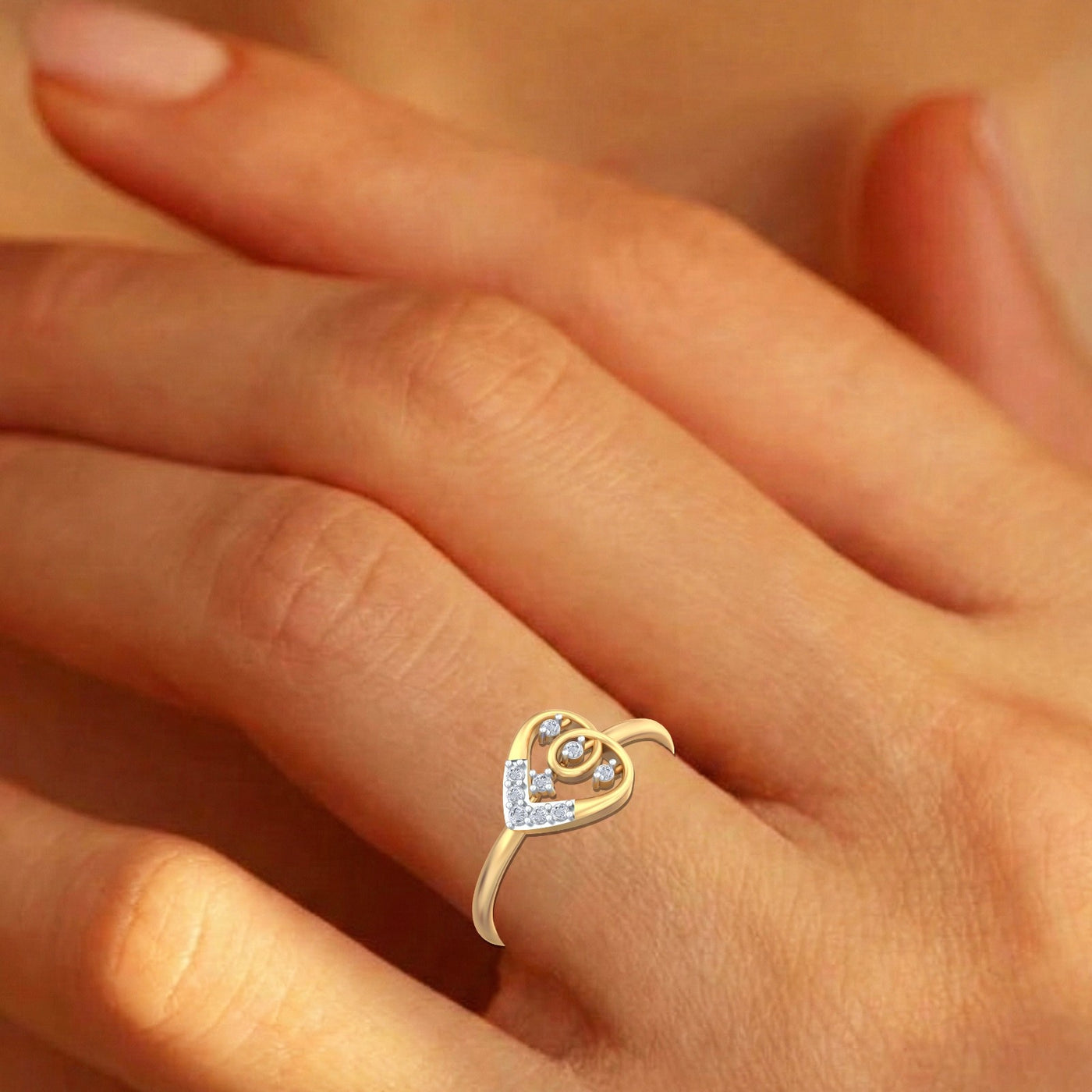 Gold & Diamond Band Ring For Women KRC10238