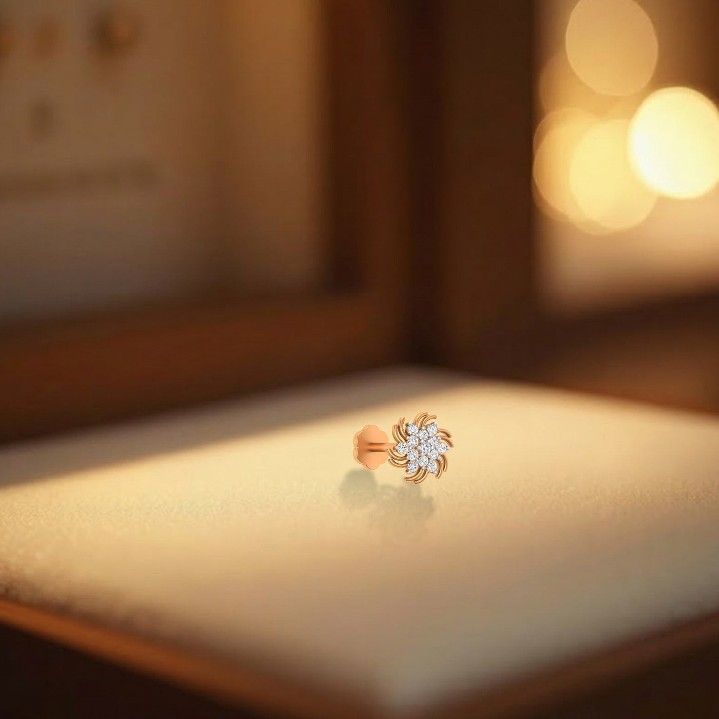 Gold & Diamond Stud Nose Pin KRC80182