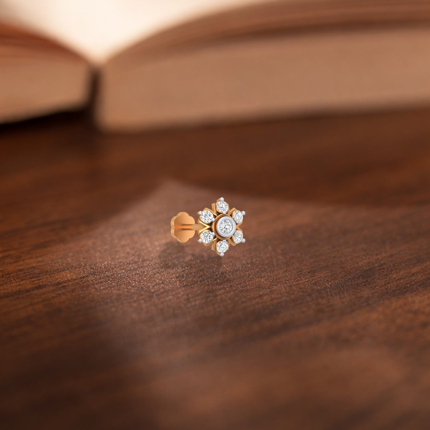 Gold & Diamond Stud Nose Pin KRC80196