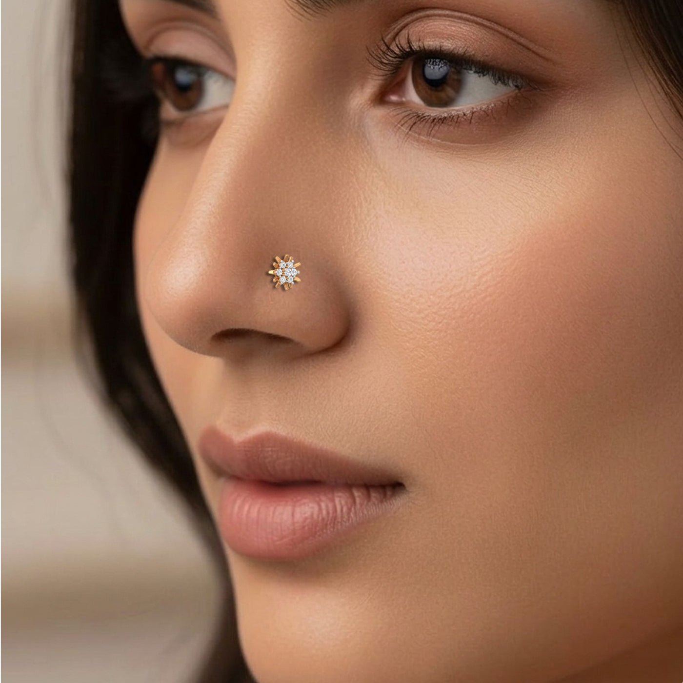Gold & Diamond Stud Nose Pin KRC80198