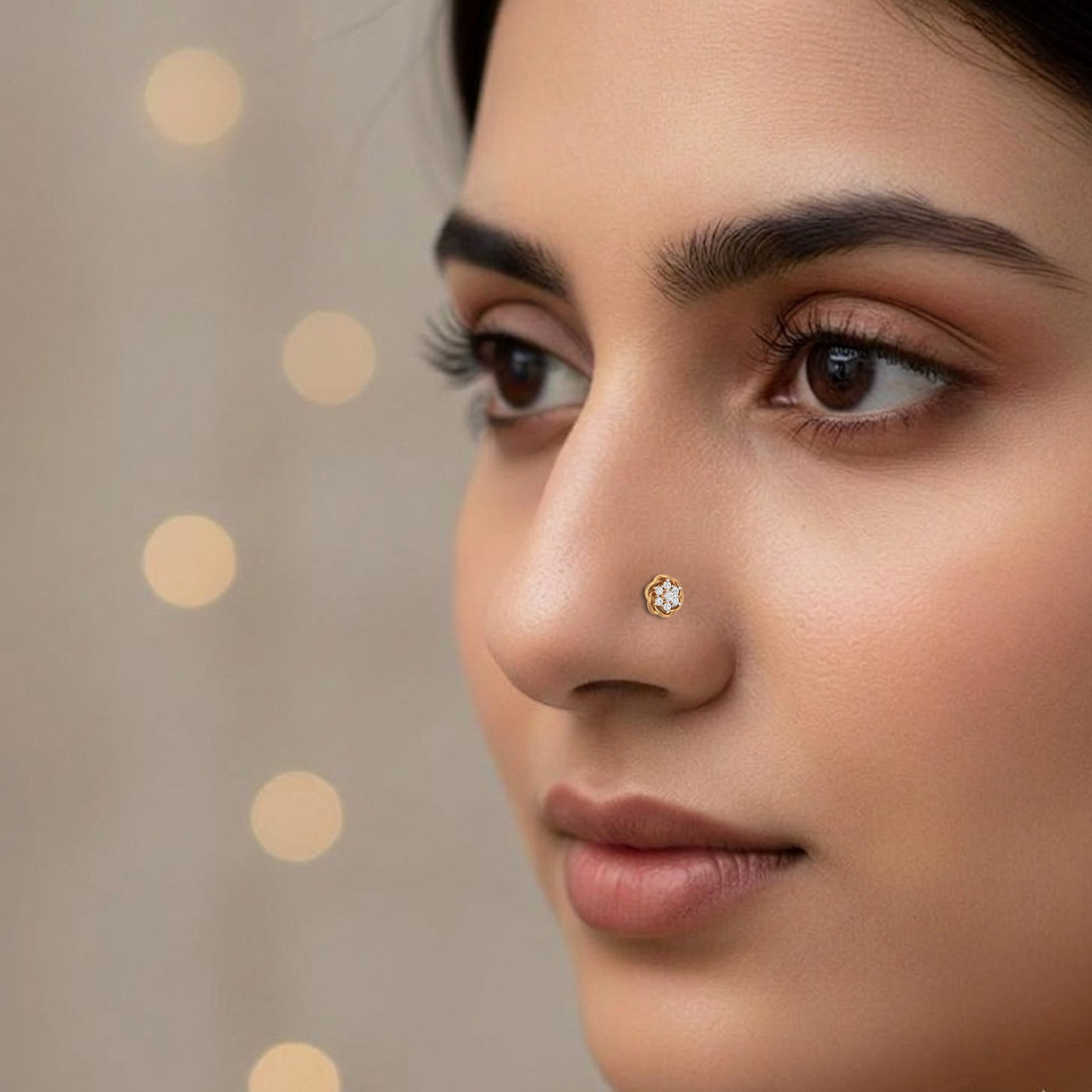 Gold & Diamond Stud Nose Pin KRC80199