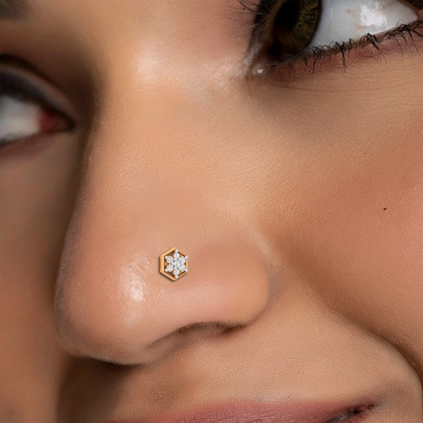 Gold & Diamond Stud Nose Pin KRC80098