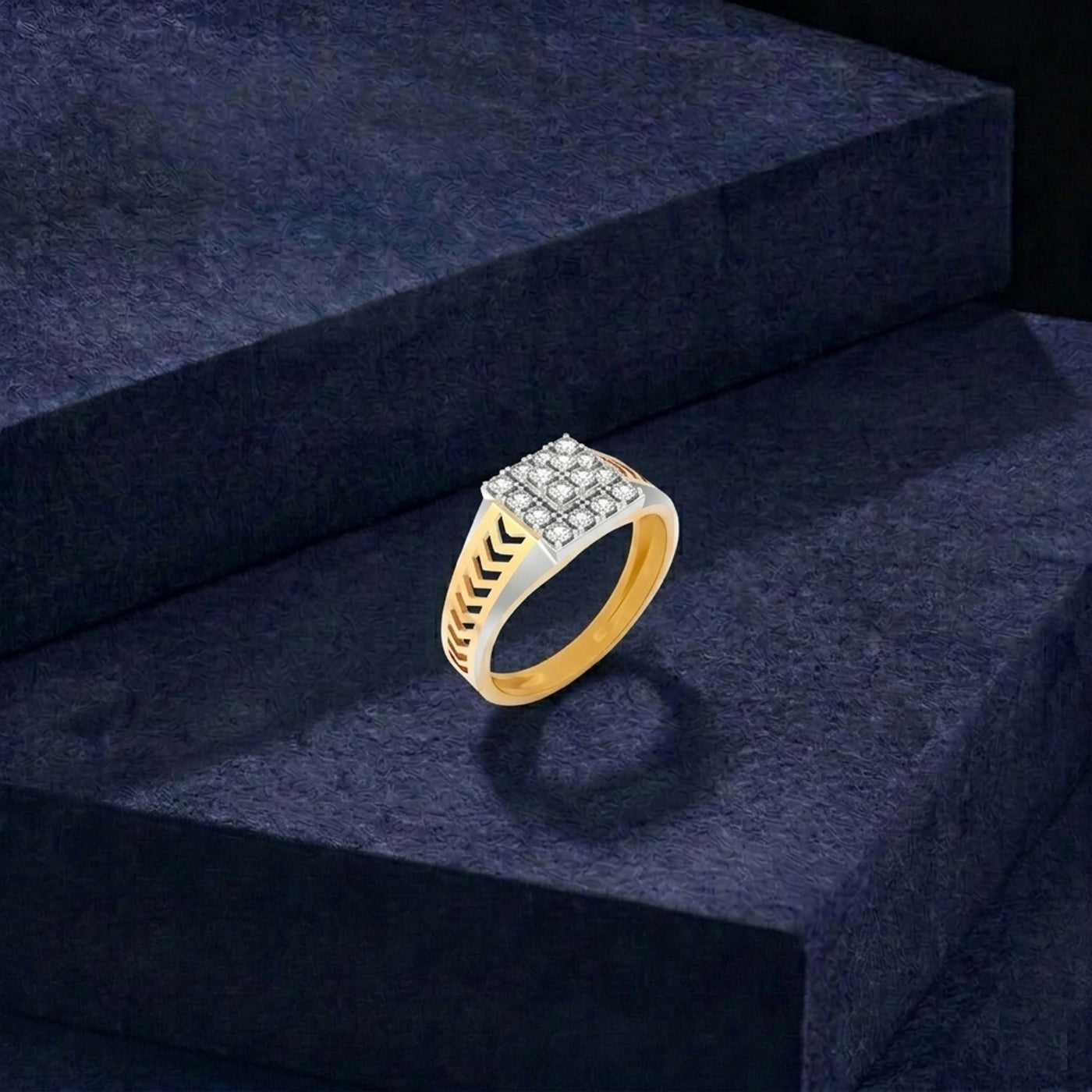 Gold & Diamond Square Ring For Men KRC20224