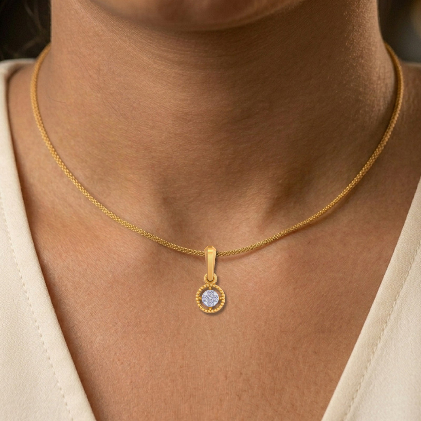 Gold & Diamond Round-Shaped Pendant KRB40207