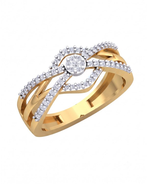 Gold & Diamond Cluster Ring For Women KRC10766