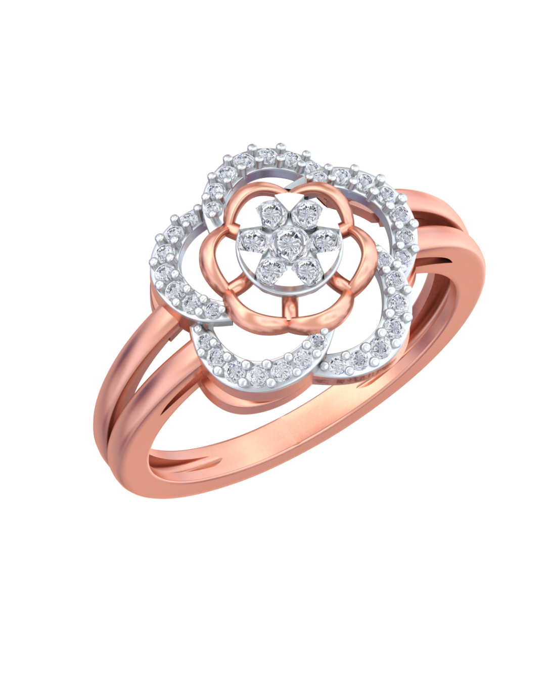 Gold & Diamond Floral Ring For Women KRC10402
