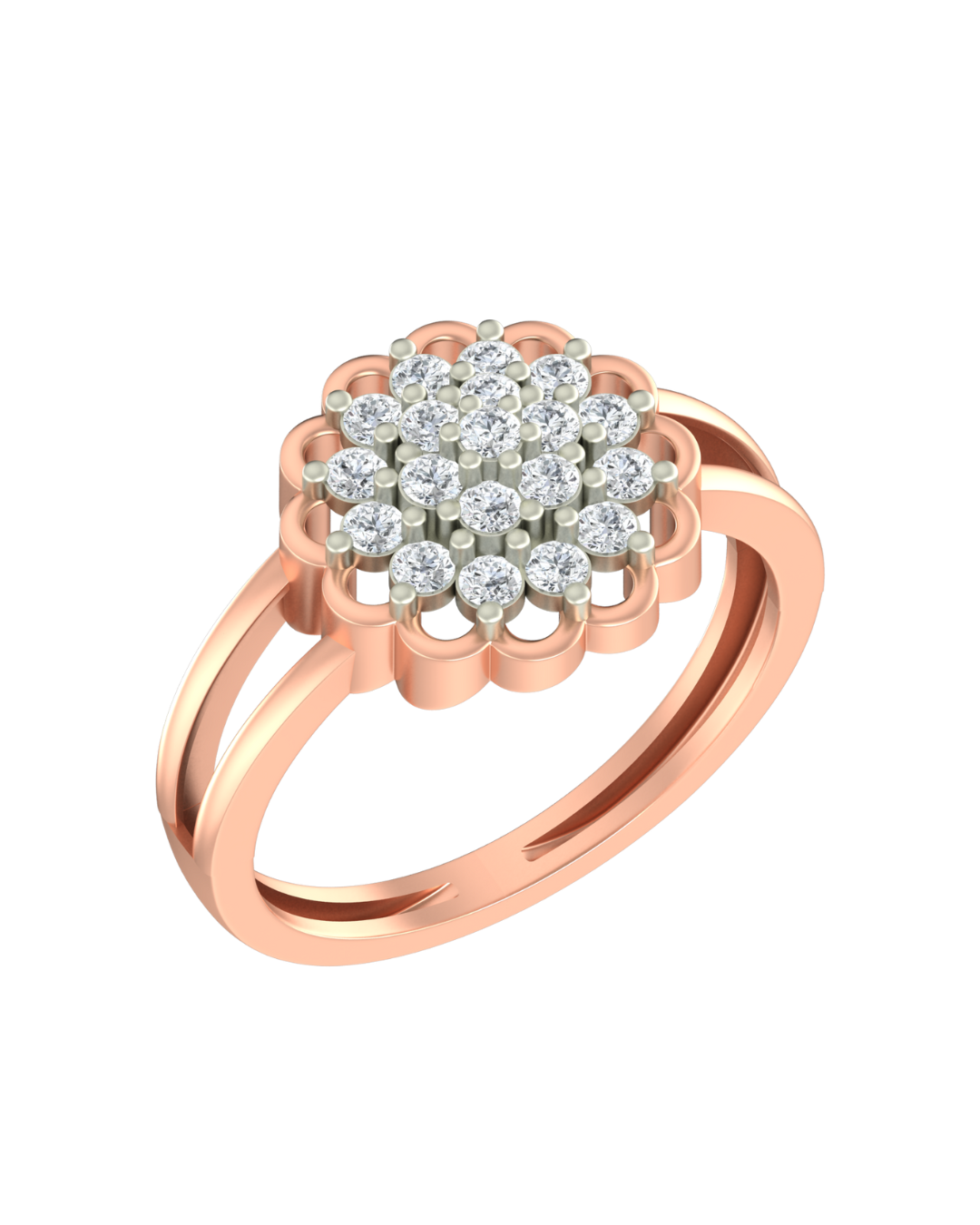 Gold & Diamond Floral Ring For Women KRC10591