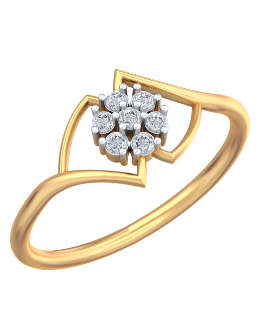 18K Gold & Diamond Dailywear Ring For Women KRB10160