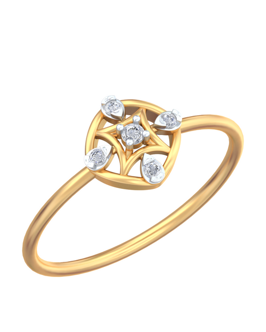 18K Gold & Diamond Dailywear Ring For Women KRB10156