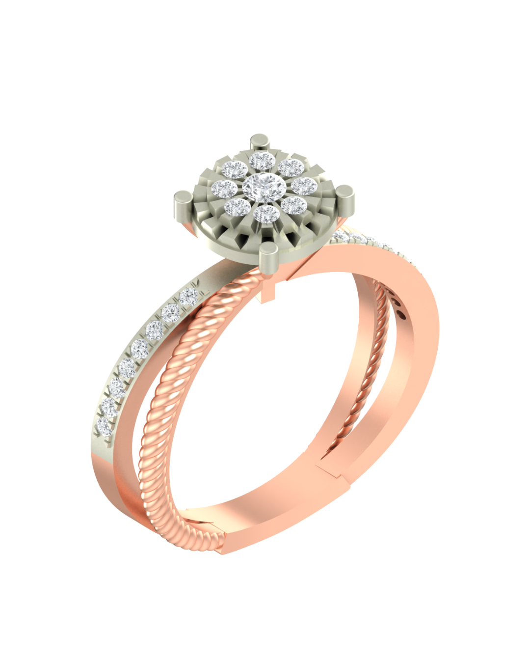 Gold & Diamond Cluster Ring For Women KRC10572