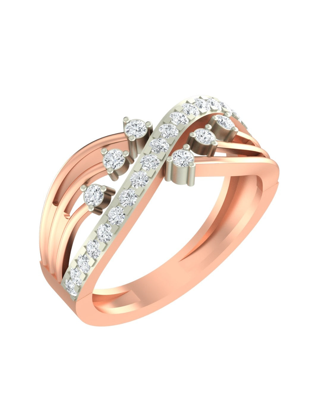Rose Gold & Diamond Half-Eternity Ring For Women with sparkling diamonds on a gold band.