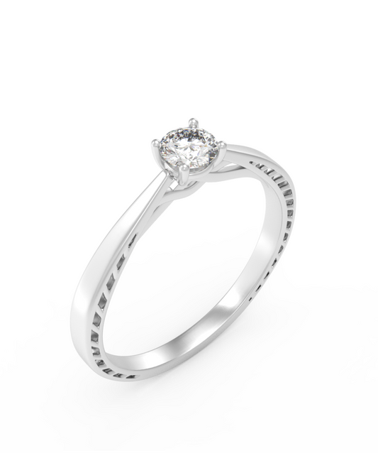White Gold & Diamond Solitaire Ring For Women KRC10319
