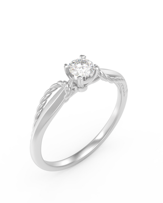 White Gold & Diamond Solitaire Ring For Women KRC10325