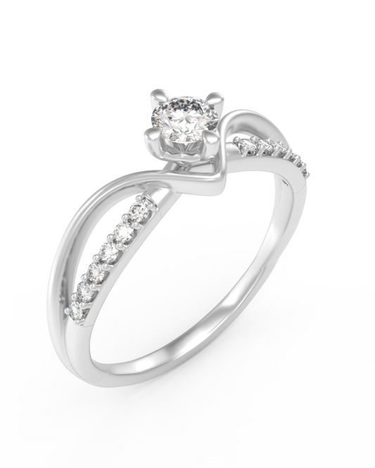 White Gold & Diamond Engagement Ring For Women KRC10315
