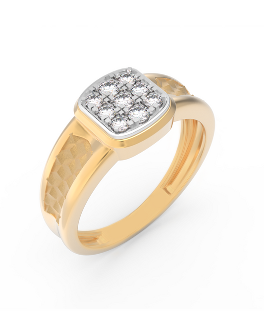18K Gold & Diamond Band Ring For Men KRC60333