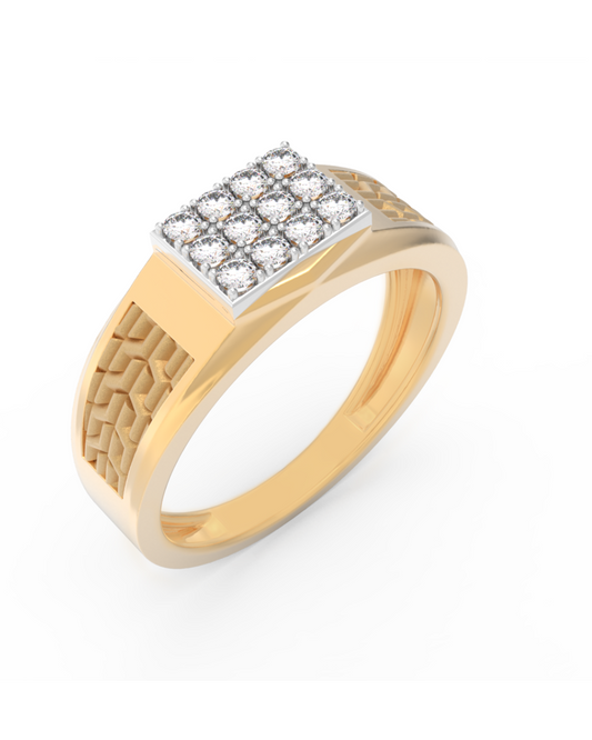 18K Gold & Diamond Band Ring For Men KRC60330