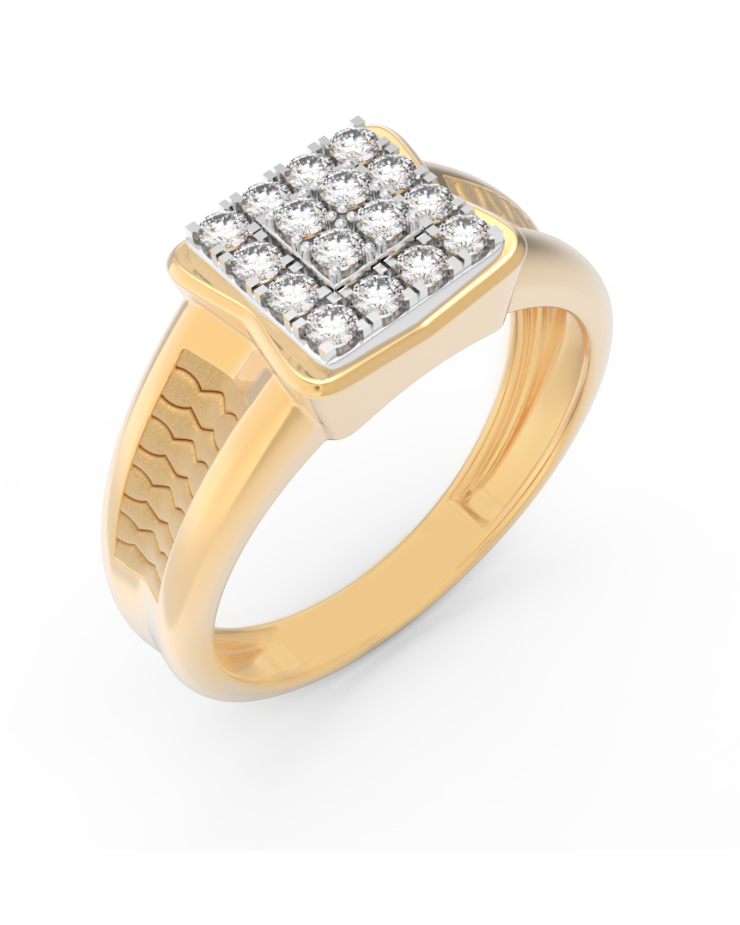 Gold & Diamond Square Ring For Men KRC20267