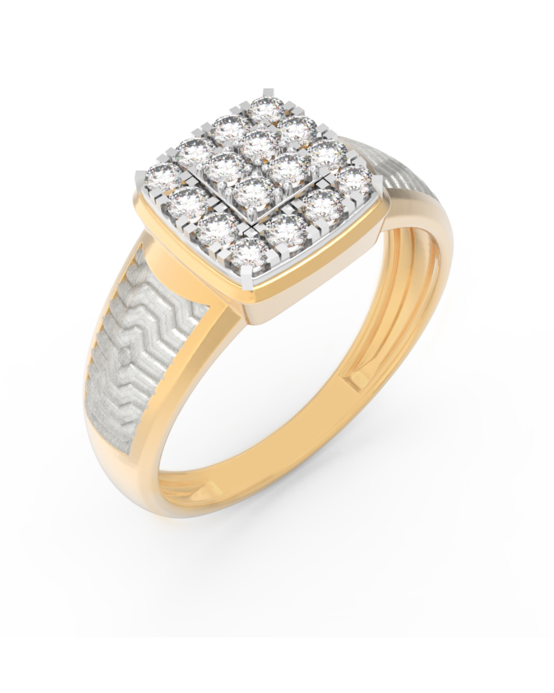 Gold & Diamond Square Ring For Men KRC20264