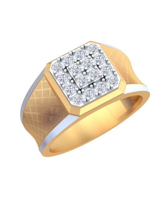 18K Gold & Diamond Square Ring For Men KRB60303