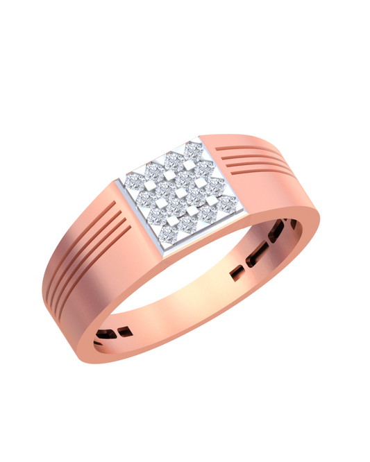18K Gold & Diamond Square Band Ring For Men KRB60154