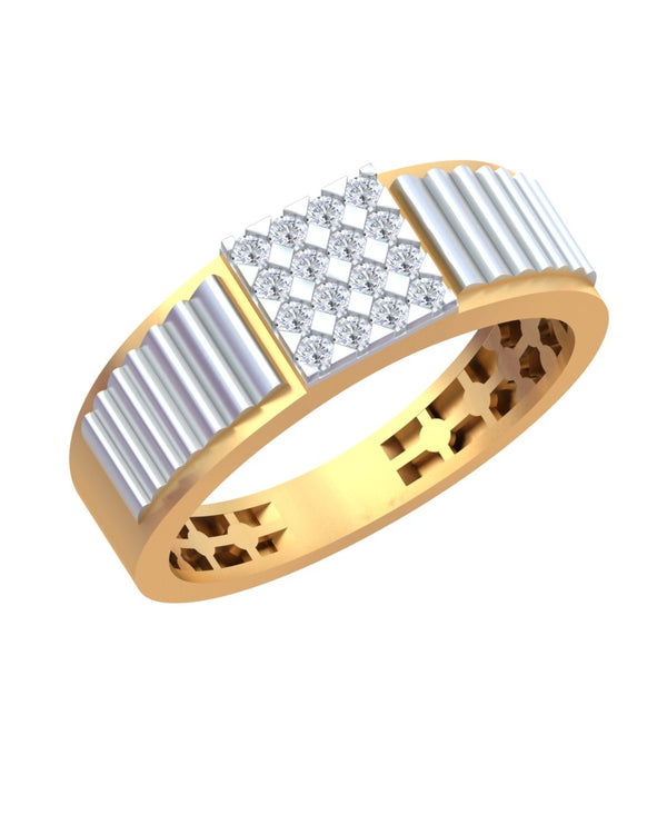 Gold & Diamond Square Ring For Men KRC20206