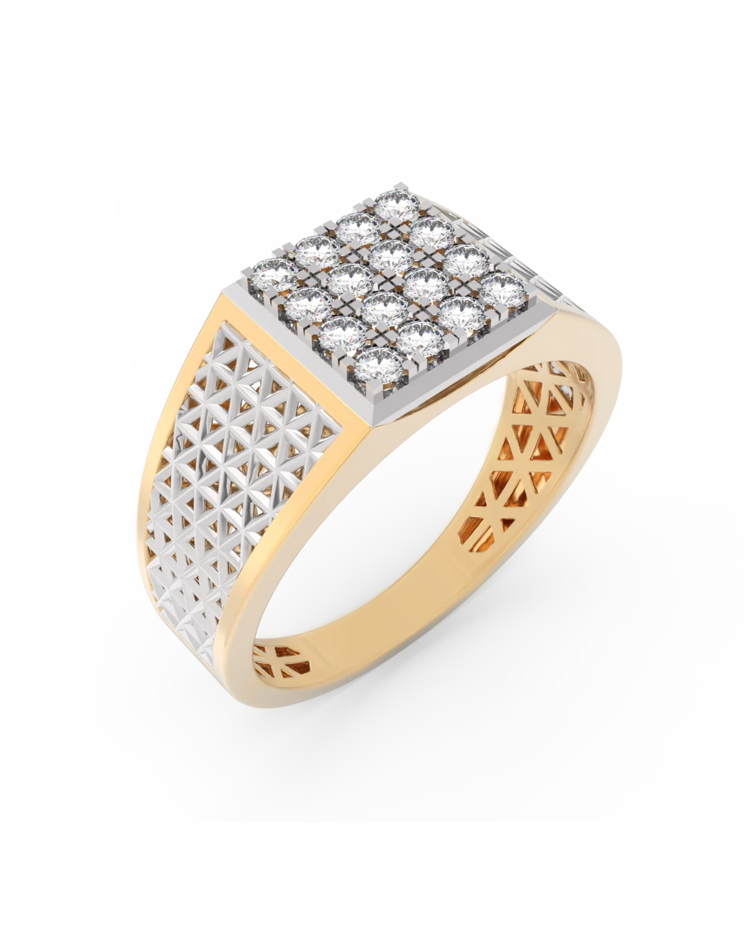 Gold & Diamond Square Ring For Men KRC20248