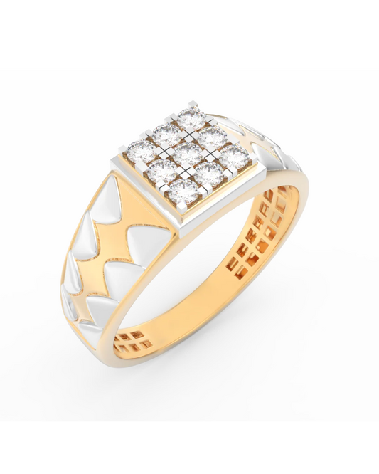 18K Gold & Diamond Band Ring For Men KRC60260