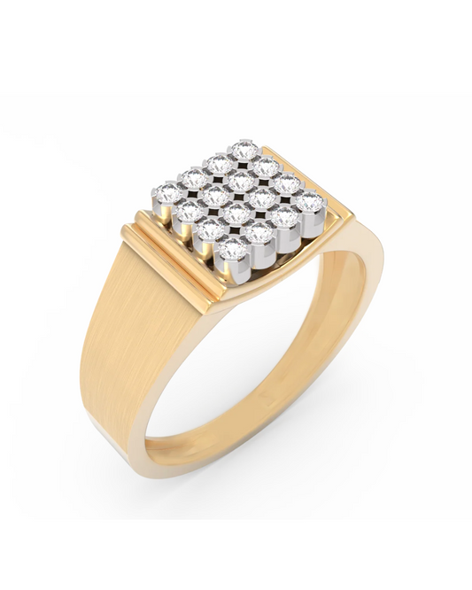 18K Gold & Diamond Band Square Ring For Men KRC60257