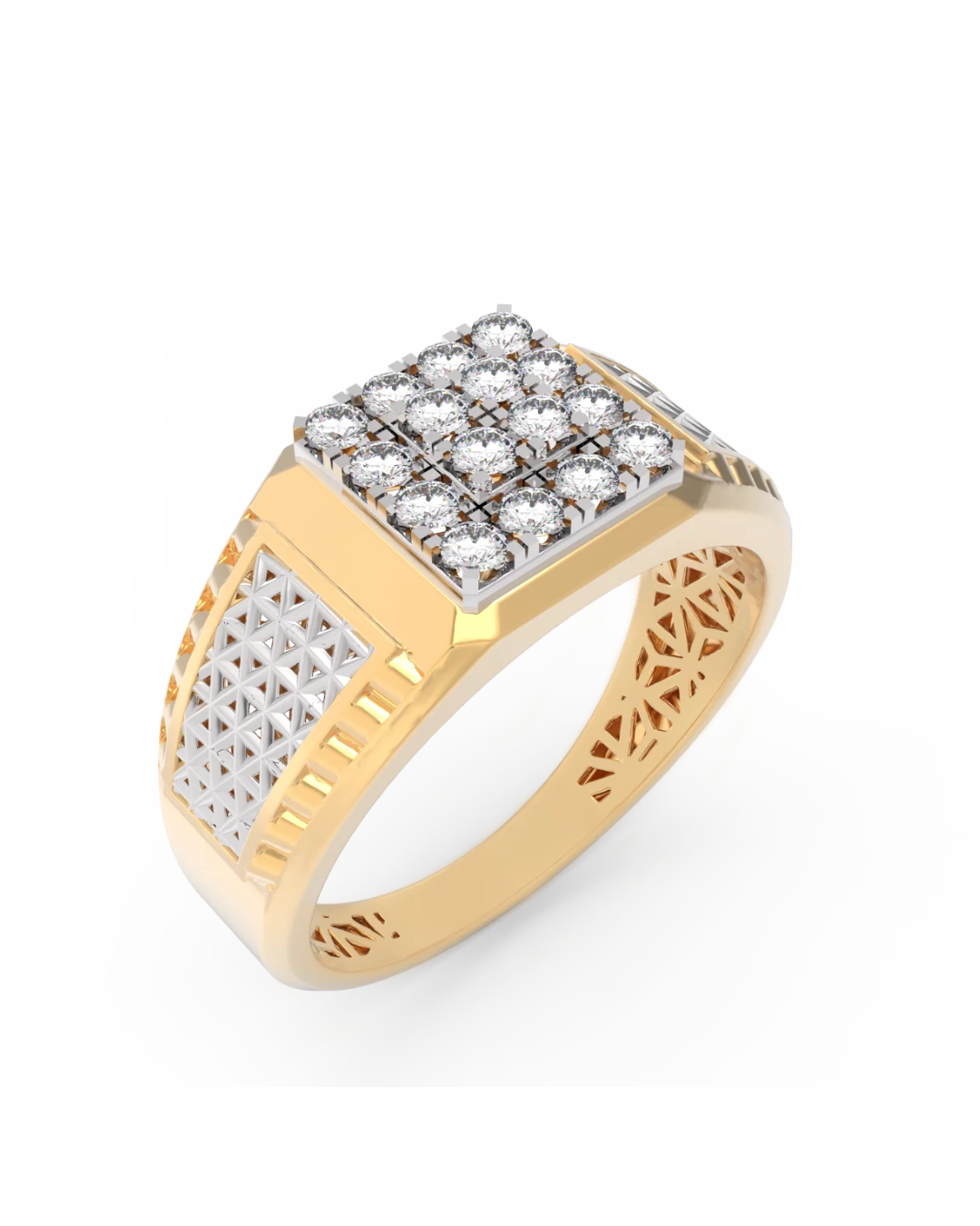 Gold & Diamond Square Ring For Men KRC20247