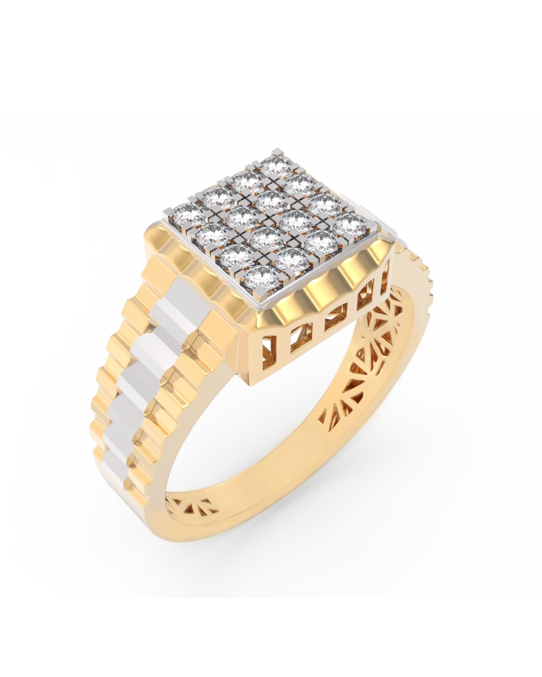 Gold & Diamond Square Ring For Men KRC20241