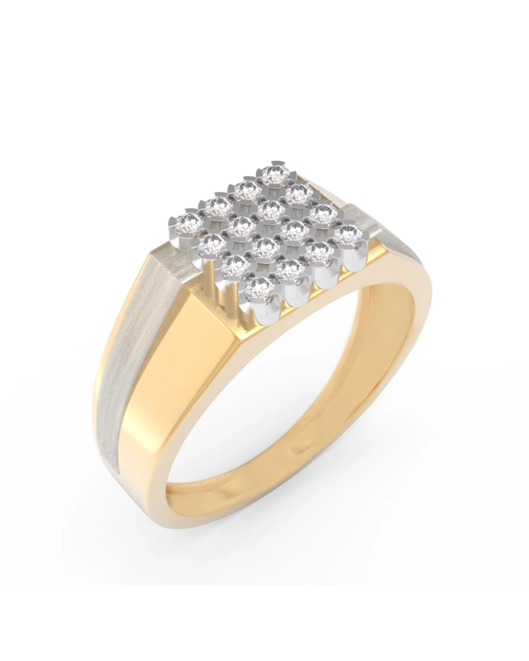 Gold & Diamond Square Ring For Men KRC20242