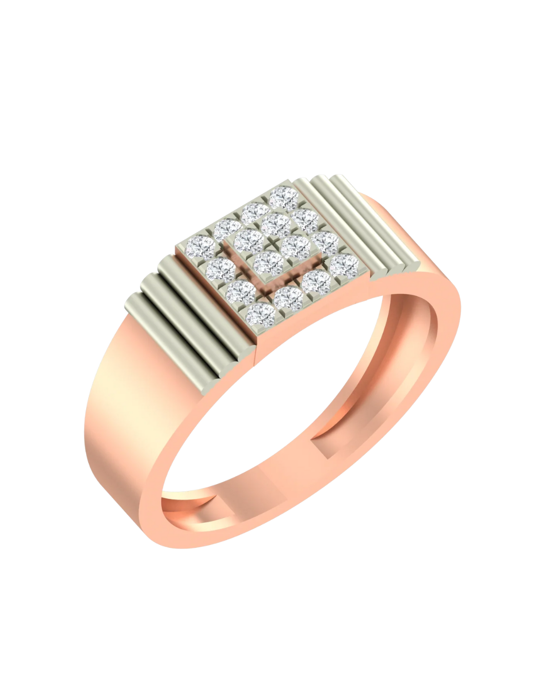 Gold & Diamond Square Ring For Men KRC10659