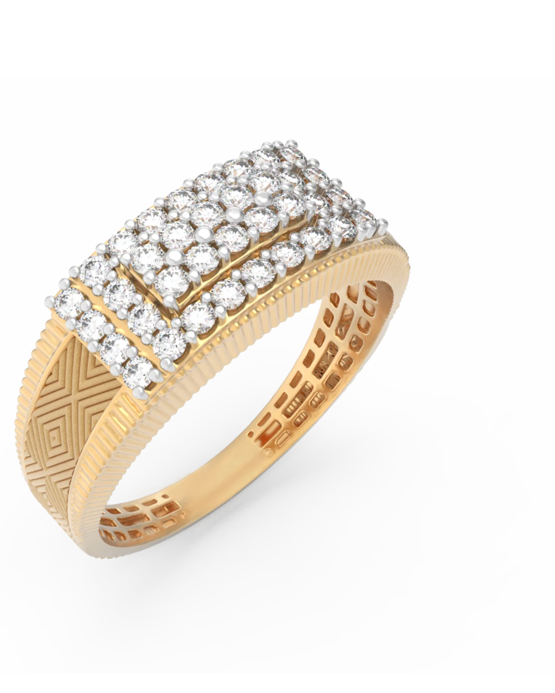 18K Gold & Diamond Band Ring For Men KRC60132