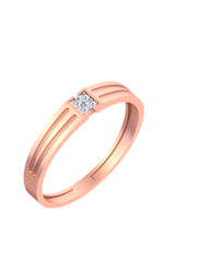 18K Gold & Diamond Solitaire Band Ring For Men KSK258