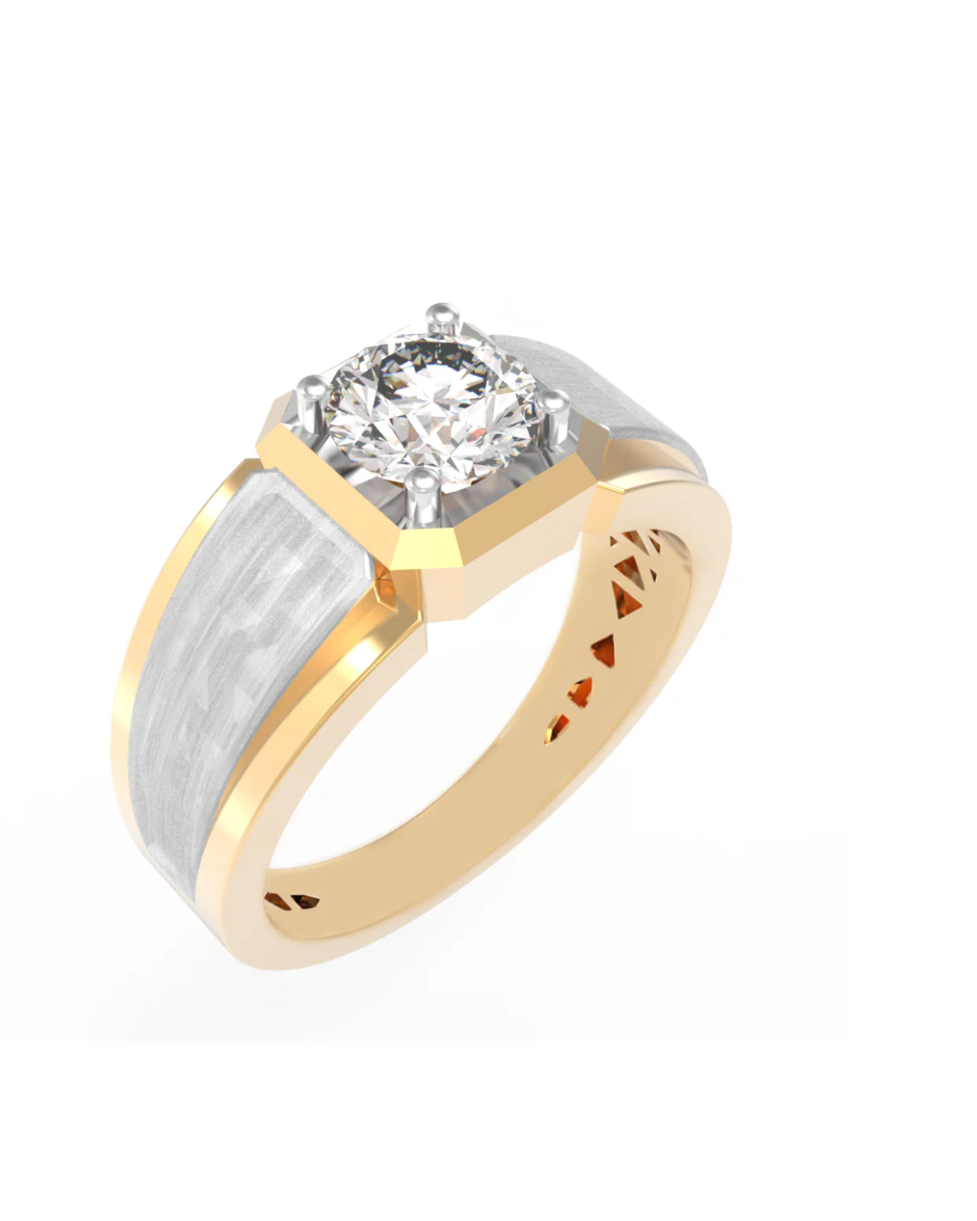 Gold & Diamond Solitaire Ring For Men KRC20254