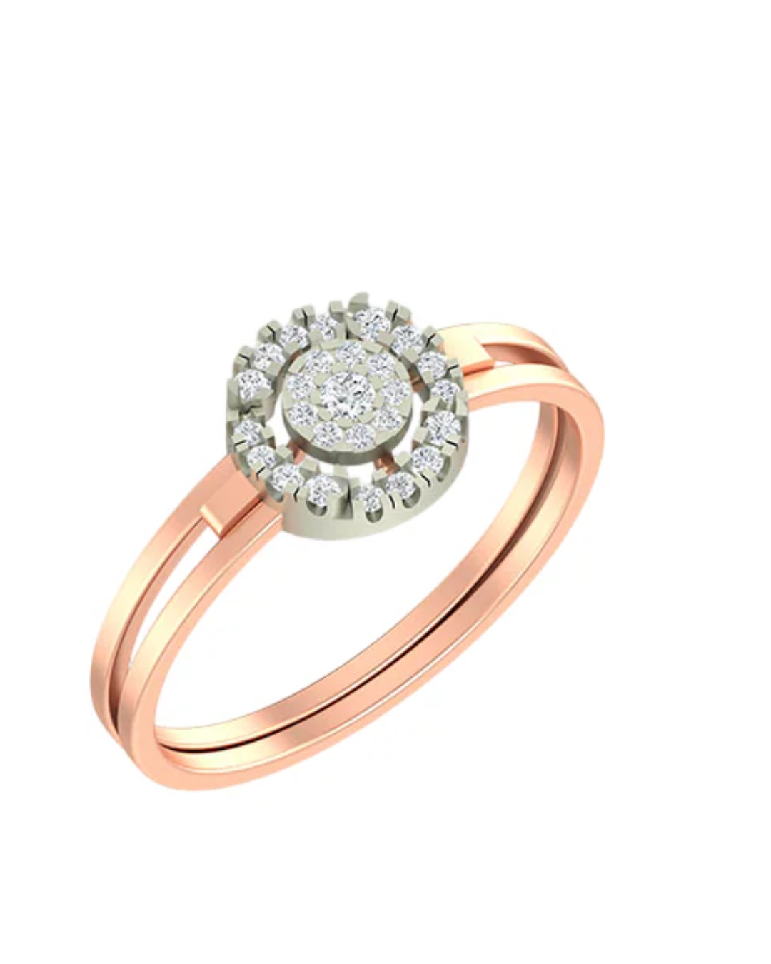 Gold & Diamond Halo Ring For Women KRB10142