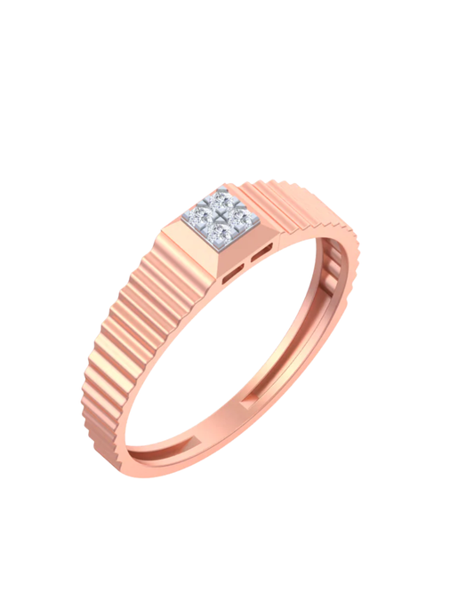 18K Gold & Diamond Band Ring For Men KSK240