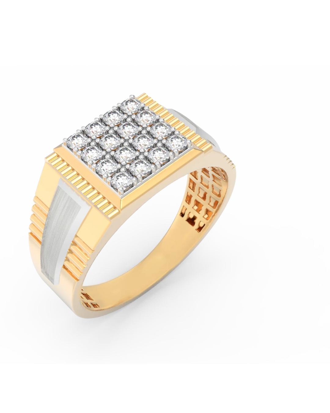 Gold & Diamond Square Ring For Men KRC20222